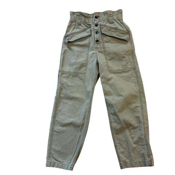 Urban Outfitters BDG Umber High Waist Paper Bag Painter Pants Army Olive Green S - Picture 3 of 10